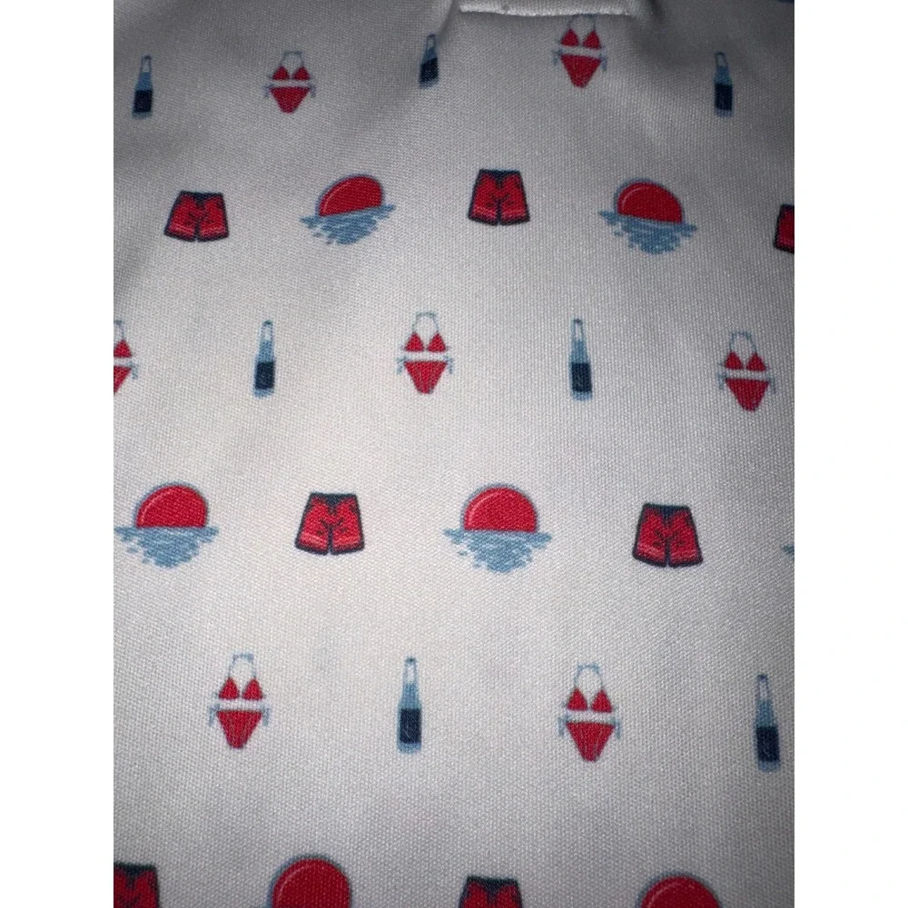 Swannies Co Mens Large Short Sleeve Polo Shirt White Beach All Over Print Golf - Picture 5 of 5